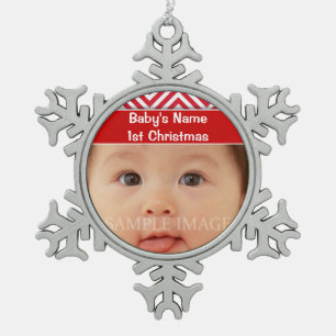Ornement Flocon De Neige La première photo de Noël du bébé personnalisent