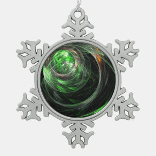 Ornement Flocon De Neige L'art Abstrait vert du monde entier
