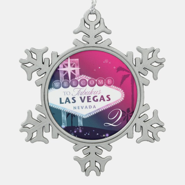 Ornement Flocon De Neige Las Vegas Mariage Monogram Keepsaké (Devant)