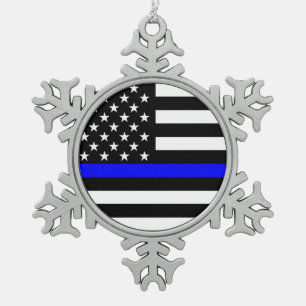 Ornement Flocon De Neige Le drapeau américain mince symbolique de Blue Line