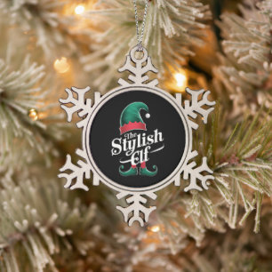 Ornement Flocon De Neige Le groupe Elf élégant qui correspond à Noël famili