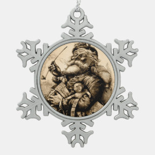 Ornement Flocon De Neige Le père noël vintage