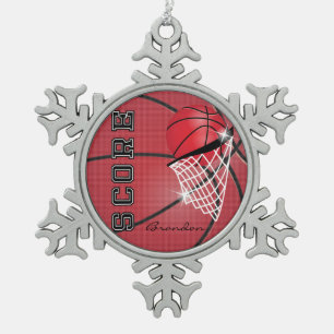 Ornement Flocon De Neige Le rouge du basket-ball personnalisent