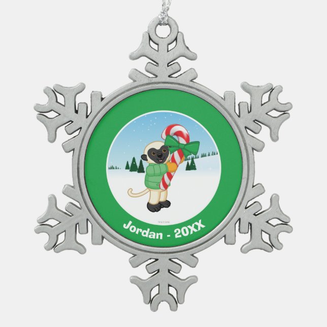 Ornement Flocon De Neige Lémur de Sifaka (Devant)