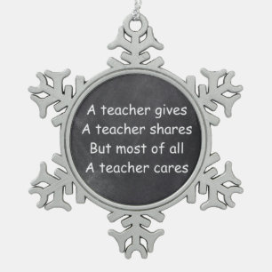 Ornement Flocon De Neige L'enseignant donne des actions Cares Chalkboard De