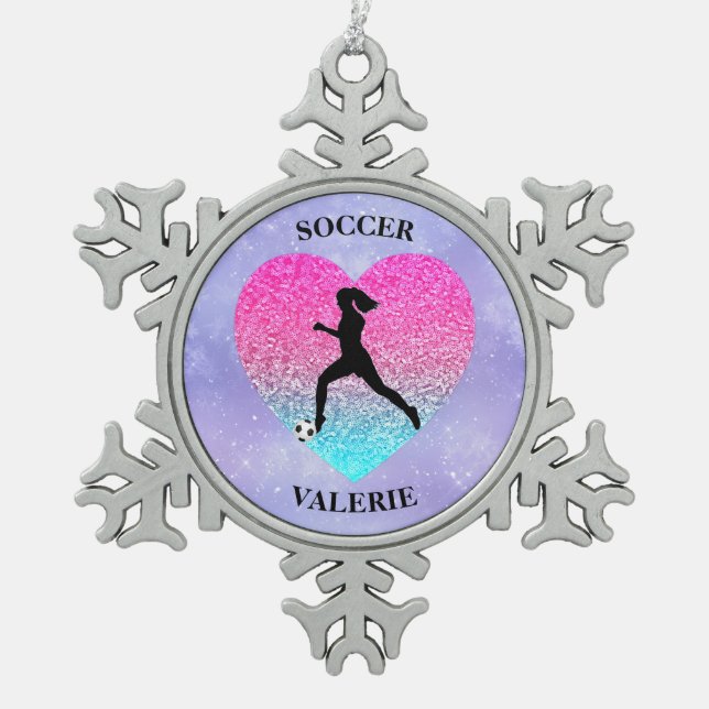 Ornement Flocon De Neige Les filles aiment le football (Devant)