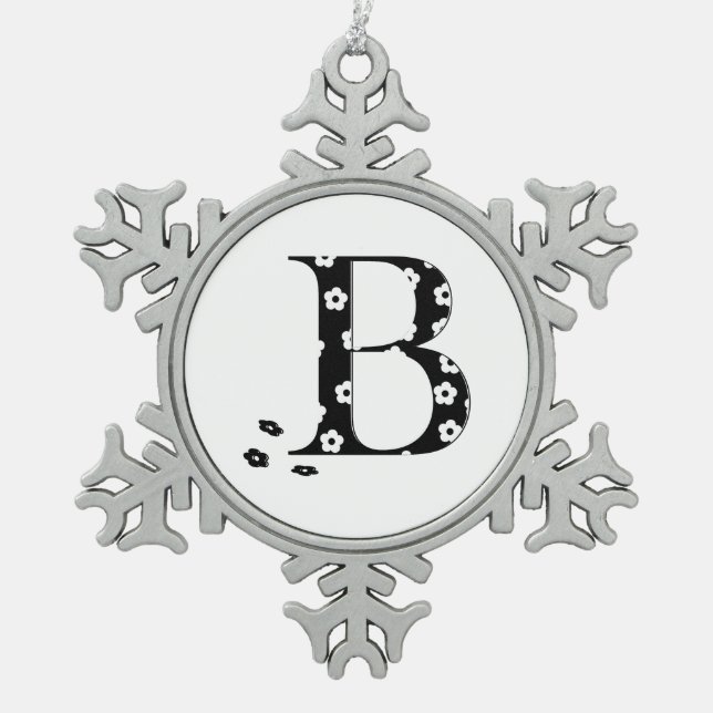 Ornement Flocon De Neige lettre B à motifs floraux (Devant)