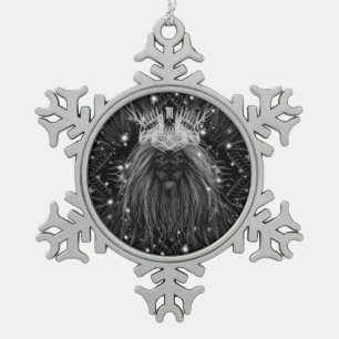 Ornement Flocon De Neige Lion d'étoile avec monogramme de couronne