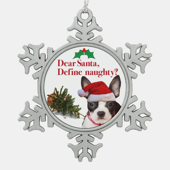 Ornement Flocon De Neige L'ornement vilain de Boston Terrier (Devant)