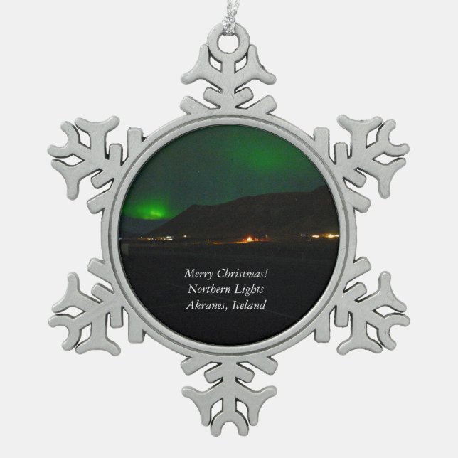 Ornement Flocon De Neige Lumières du nord de l'Islande (Devant)