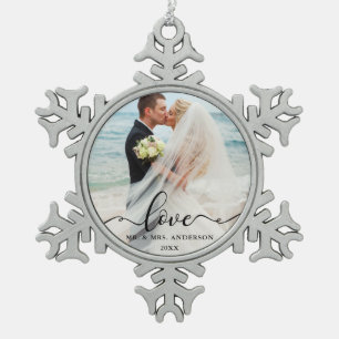 Ornement Flocon De Neige M. et Mme élégants de photo de mariage d'amour d