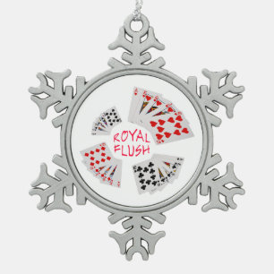 Ornement Flocon De Neige Mains de poker - quinte royale