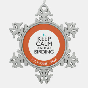 Ornement Flocon De Neige Maintenez calme et allez Birding