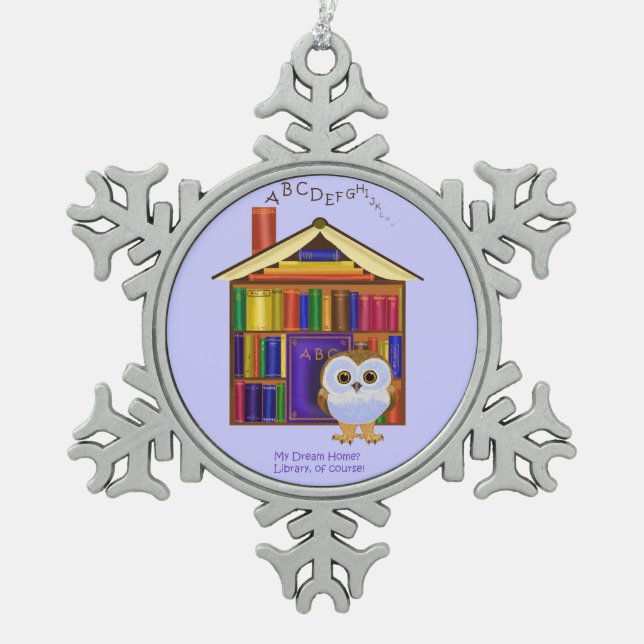 Ornement Flocon De Neige Maison rêveuse - bibliothèque ! (Devant)