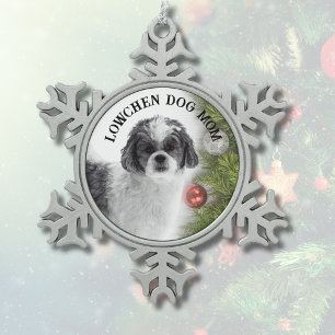 Ornement Flocon De Neige Maman de chien Lowchen