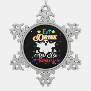 Ornement Flocon De Neige Mangez Boire Et Soyez Effrayant Joyeux Halloween J