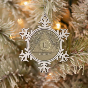 Ornement Flocon De Neige Médaille du 50e anniversaire de sobriété