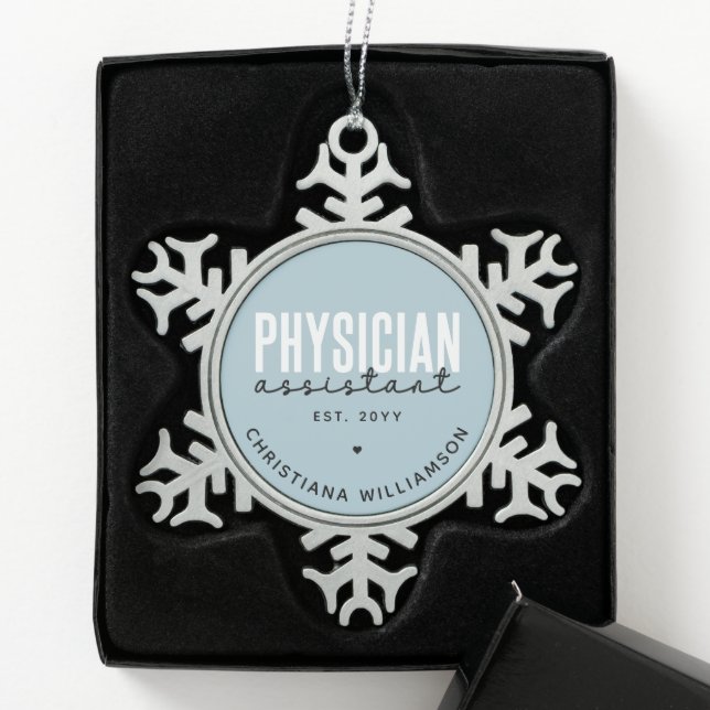 Ornement Flocon De Neige Médecin personnalisé Assistant PA Graduation (Boîte)