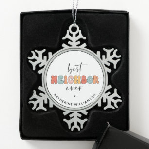Ornement Flocon De Neige Meilleur Voisin Retro Personnalisé Jamais mignon