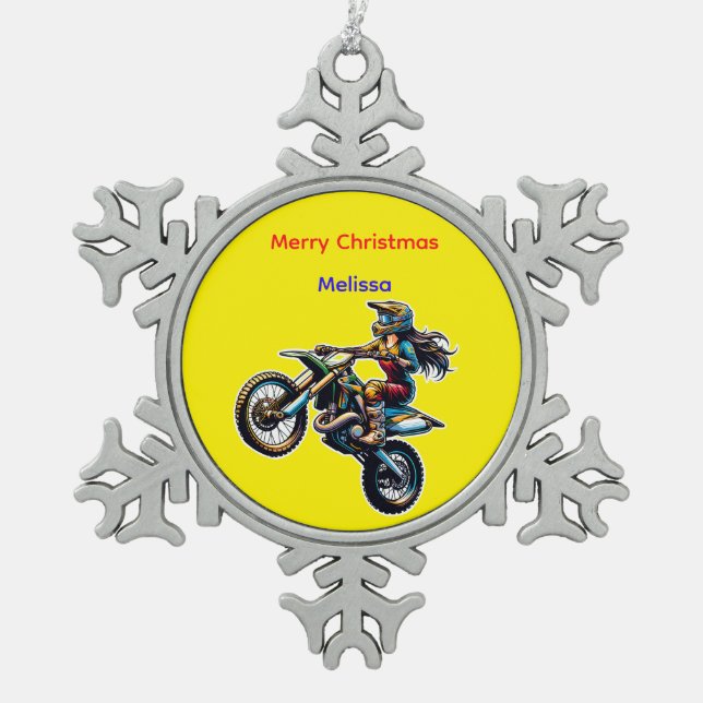 Ornement Flocon De Neige Melissa's Motocross Christmas Snowflake Ornament (Devant)