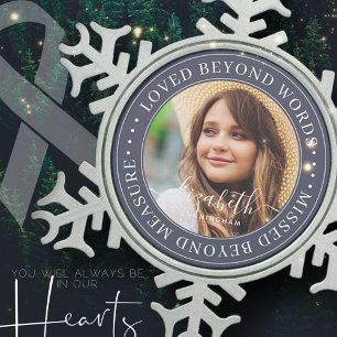 Ornement Flocon De Neige Memorial Love Beyond Words Élégant Photo Chic