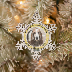 Ornement Flocon De Neige Mémorial Personnalisé Gold Dog