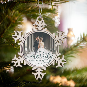 Ornement Flocon De Neige Merde toujours après Photo Mariage