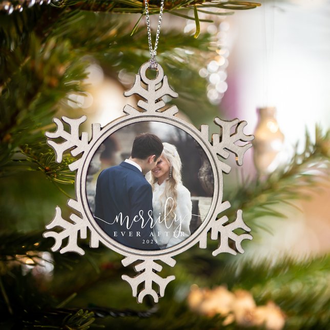 Ornement Flocon De Neige Merde toujours après | Photo Mariage (Créateur téléchargé)