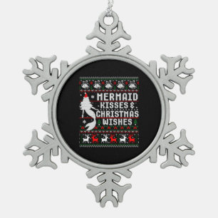 Ornement Flocon De Neige Mermaid Baisers Et Souhaits De Noël