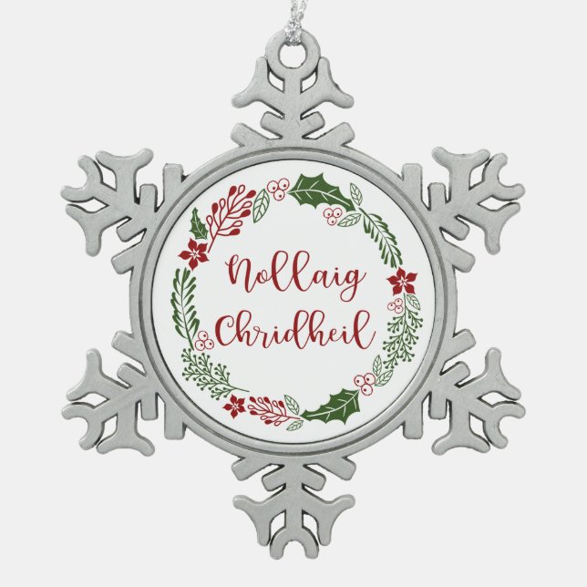 Ornement Flocon De Neige Merry Christmas Wreath écossais, Nollaig Chridheil (Devant)