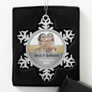 Ornement Flocon De Neige Mme et Mme Silver Damask Photo