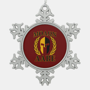 Ornement Flocon De Neige Molon Labe Spartan Mask Laurels Bourgogne
