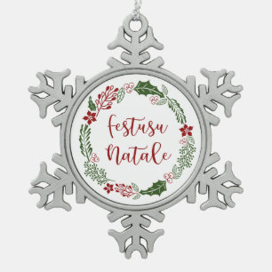Ornement Flocon De Neige Monégasque Merry Christmas Wreath, Festusu Natale