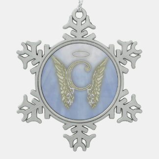 Ornement Flocon De Neige Monogramme d'ange de la lettre C