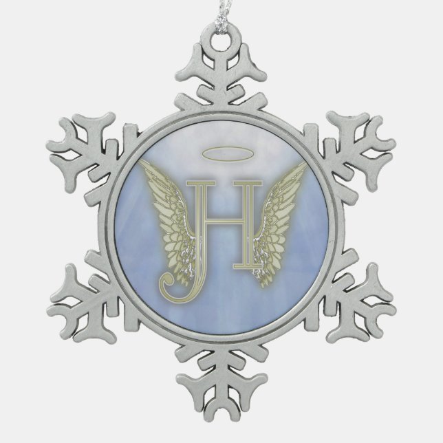 Ornement Flocon De Neige Monogramme d'ange de la lettre H (Devant)