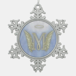 Ornement Flocon De Neige Monogramme d'ange de la lettre M