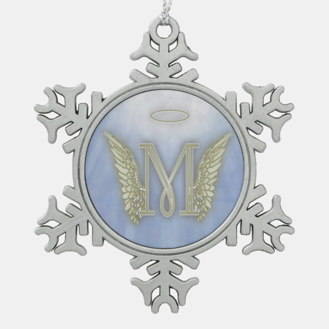 Ornement Flocon De Neige Monogramme d'ange de la lettre M (Devant)