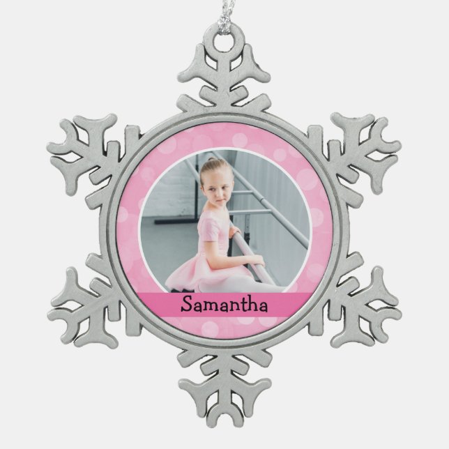 Ornement Flocon De Neige Monogramme de la fête de Bokeh (Devant)