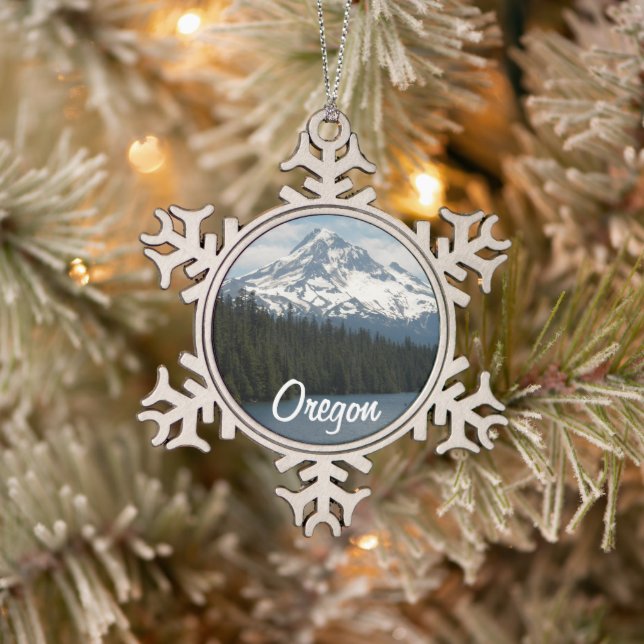Ornement Flocon De Neige Mont Hood, paysage de l'Oregon (Arbre)