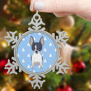 Ornement Flocon De Neige Motif d'arbre de Noël Chihuahua noir et blanc