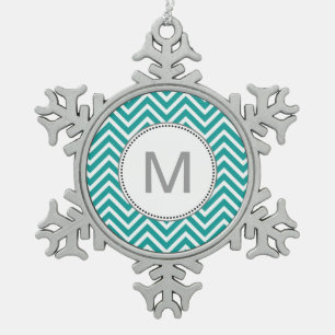 Ornement Flocon De Neige Motif de zigzag turquoise moderne, frais, à la
