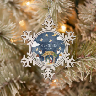Ornement Flocon De Neige Nativité noire africaine Noël