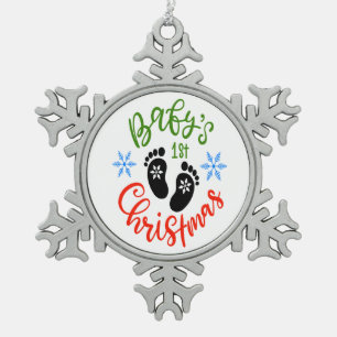 Ornement Flocon De Neige Noël Baby's First Christmas Empreinte Ornamen