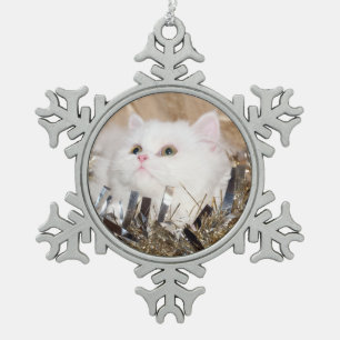 Ornement Flocon De Neige Noël blanc de chat persan
