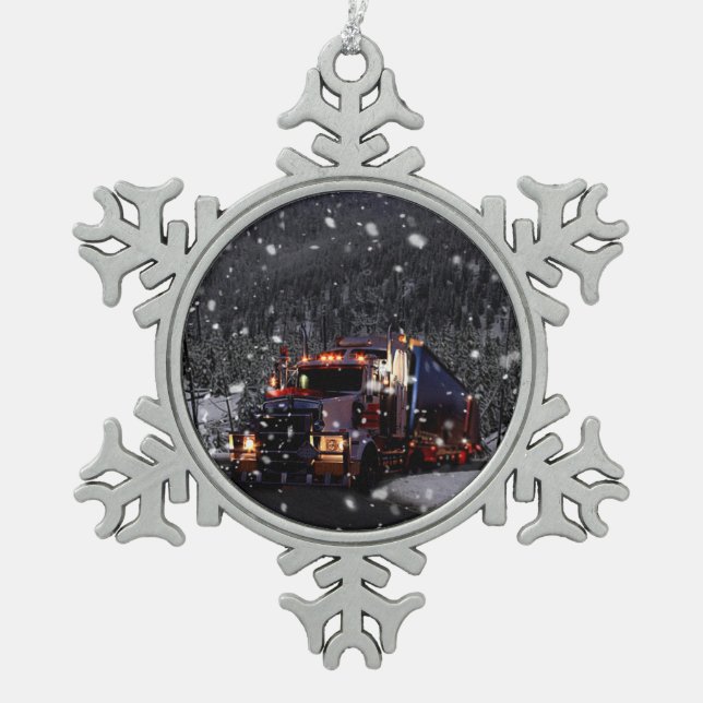 Ornement Flocon De Neige Noël de camionneur (Devant)