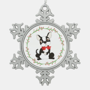 Ornement Flocon De Neige Noël de l'Ornement du Terrier de Boston