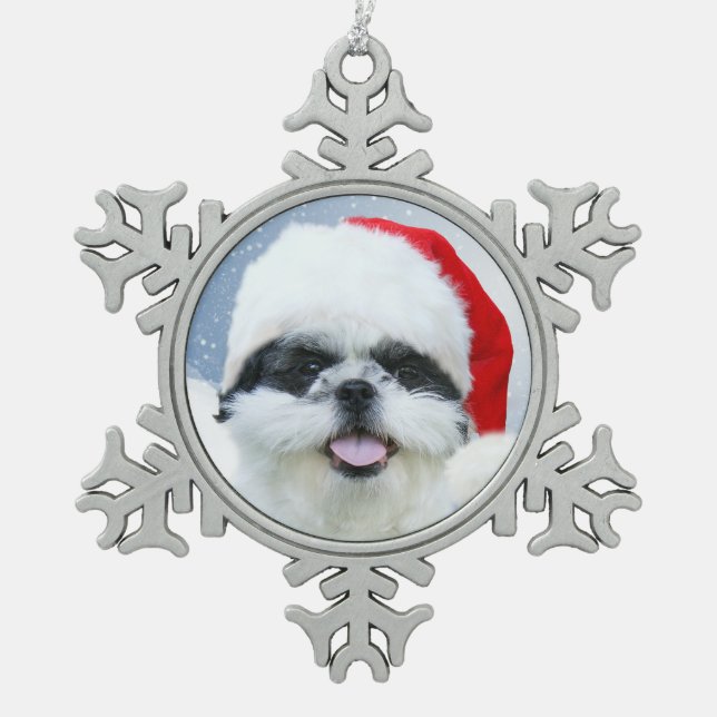 Ornement Flocon De Neige Noël de Shih Tzu (Devant)