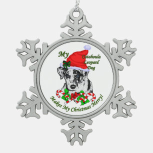 Ornement Flocon De Neige Noël du chien léopard de Catahoula