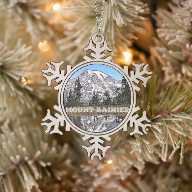 Ornement Flocon De Neige Noël du Mont Rainier Washington State (Arbre)