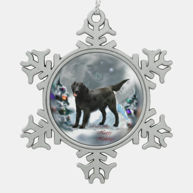 Ornement Flocon De Neige Noël du réparateur à couche plate (Devant)